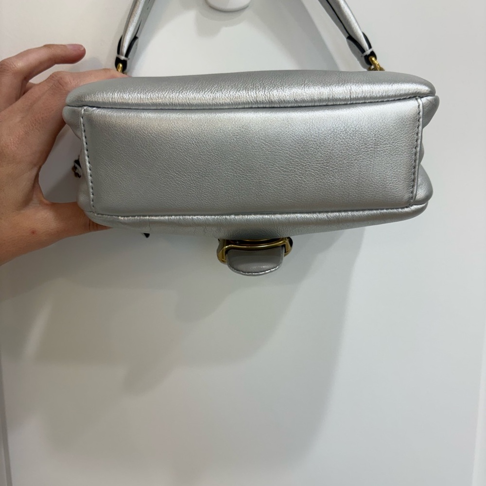 Coach Pillow Tabby MetallicSilver Leather Shoulder Bag - Picture 3 of 12